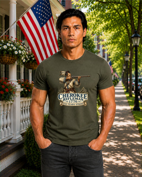 # ⭐ **“Cherokee Rifleman – 1776” – America‑250 Edition | Unisex**