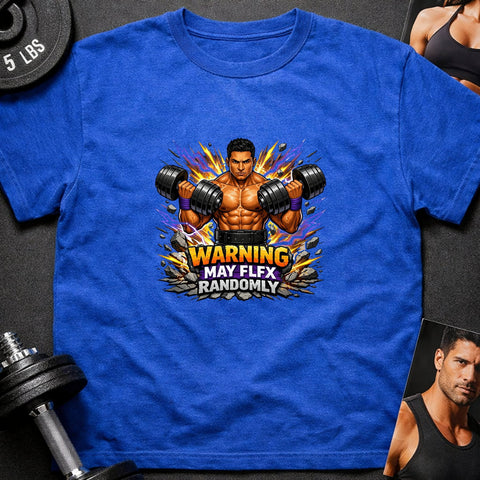 Warning May Flex Randomly – Hispanic Male Dumbbells Edition - Laugh Suppy