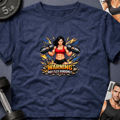 Warning May Flex Randomly – Black Hair Caucasian Female Dumbbells Edition - Laugh Suppy
