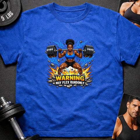 Warning May Flex Randomly – Black Female Barbell Edition - Laugh Suppy