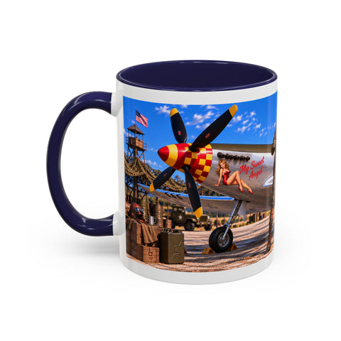 Skeleton Fighter Pilot Mug – P-51 Mustang WWII Retro Aviation Coffee Mug – Funny Dark Humor Gift for Pilots - Laugh Supply