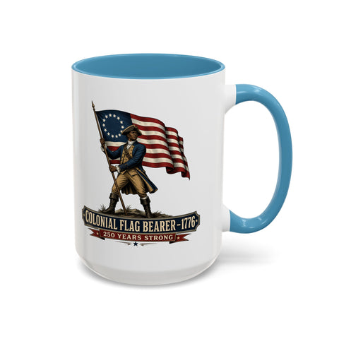 Colonial Flag Bearer 1776 Coffee Mug — Patriotic 250 Years Anniversary