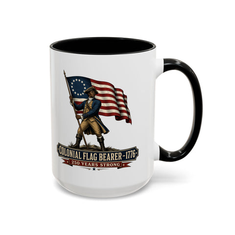 Colonial Flag Bearer 1776 Coffee Mug — Patriotic 250 Years Anniversary