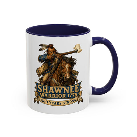 Shawnee Warrior Coffee Mug — 1776 Mounted Warrior Shooting A Musket