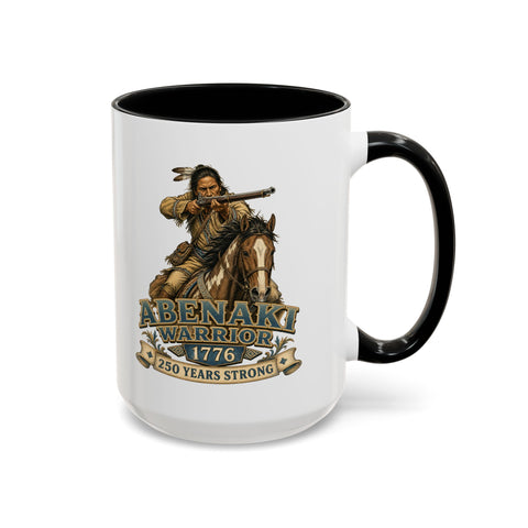 Abenaki Warrior Coffee Mug – 1776 Abenaki Warrior Shooting A Musket
