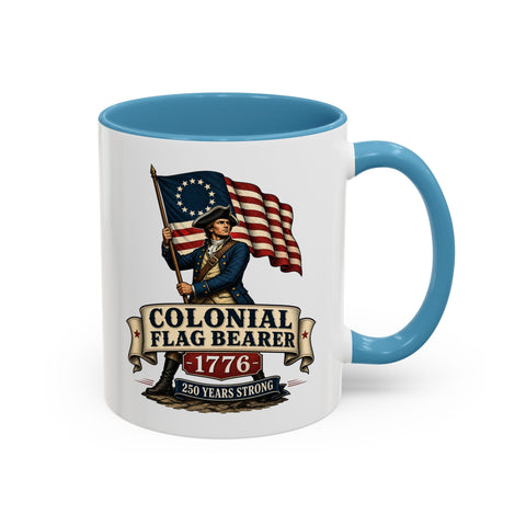 Colonial Flag Bearer 1776 Mug – Patriotic 250th Anniversary Coffee Mug