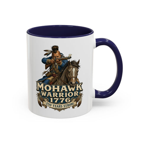 Mohawk Warrior Coffee Mug — 1776 Mounted Warrior Shooting A Musket