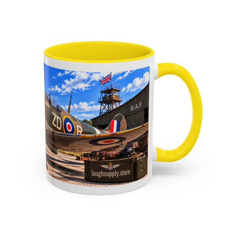 Skeleton Spitfire Pilot Mug – RAF WWII Retro Aviation Coffee Mug – Funny Dark Humor Gift for Pilots - Laugh Supply