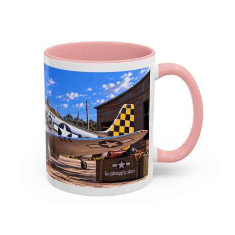 Skeleton Fighter Pilot Mug – P-51 Mustang WWII Retro Aviation Coffee Mug – Funny Dark Humor Gift for Pilots - Laugh Supply