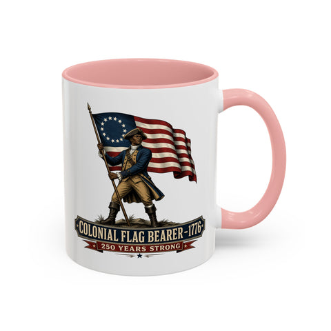 Colonial Flag Bearer 1776 Coffee Mug — Patriotic 250 Years Anniversary