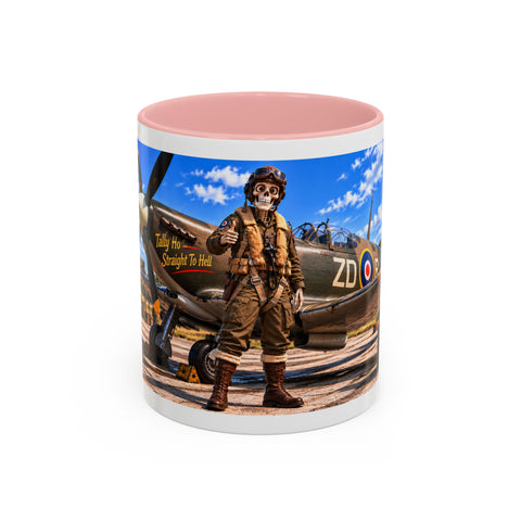 Skeleton Spitfire Pilot Mug – RAF WWII Retro Aviation Coffee Mug – Funny Dark Humor Gift for Pilots - Laugh Supply