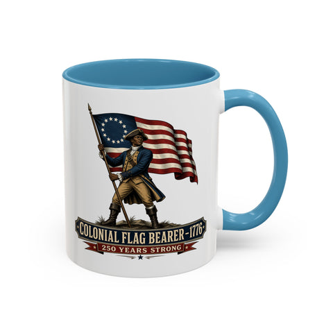 Colonial Flag Bearer 1776 Coffee Mug — Patriotic 250 Years Anniversary